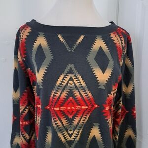 Chaps Actec Print LS Henley Bohemiam Geometric Long Sleeve Thermal Top XL‎